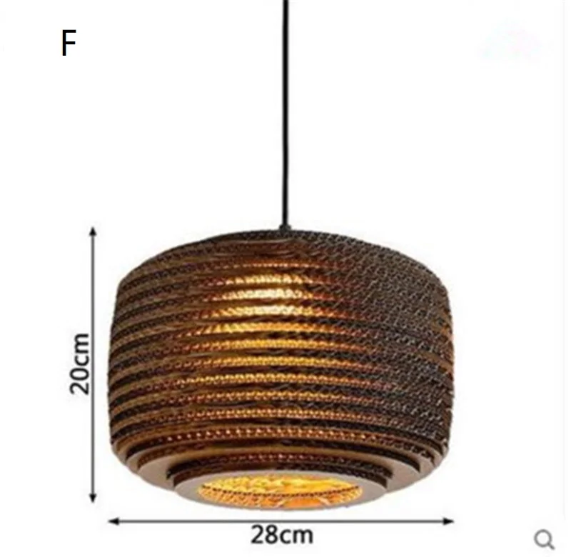 Современный деревянный бумажный кулон соты света картонная клетка для птиц E27 banboo подвесной светильник для гостиной ресторана кафе магазина - Цвет корпуса: F