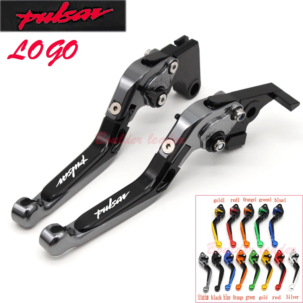 

Laser Logo CNC Blue+Titanium Motorcycle Adjustable Folding Extendable Brake Clutch Lever For Bajaj Pulsar 200 NS 200NS All year