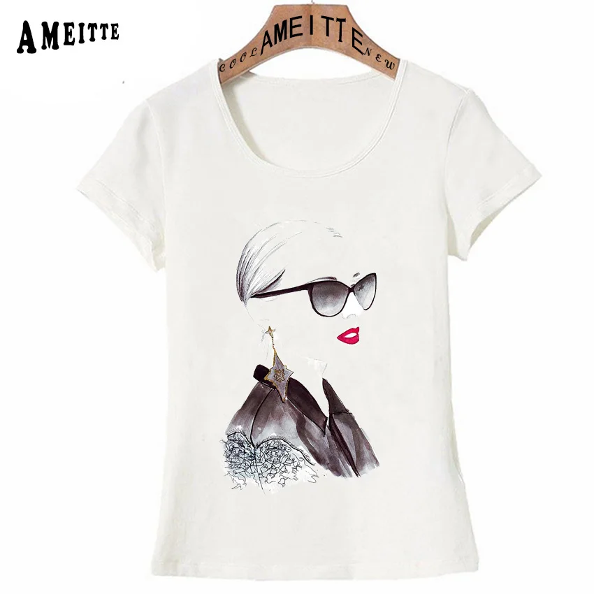 AMEITTE Cute Women Short Sleeve T-Shirt Fashion Trend In Paris Girl illustration Casual Tops Summer Hipster Woman Tees | Женская одежда