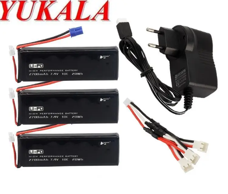 

YUKALA H501S RC quadcopter RC drone 7.4V 2700mAh Li-polymer battery*3pcs +3 in 1 wall charger free shipping