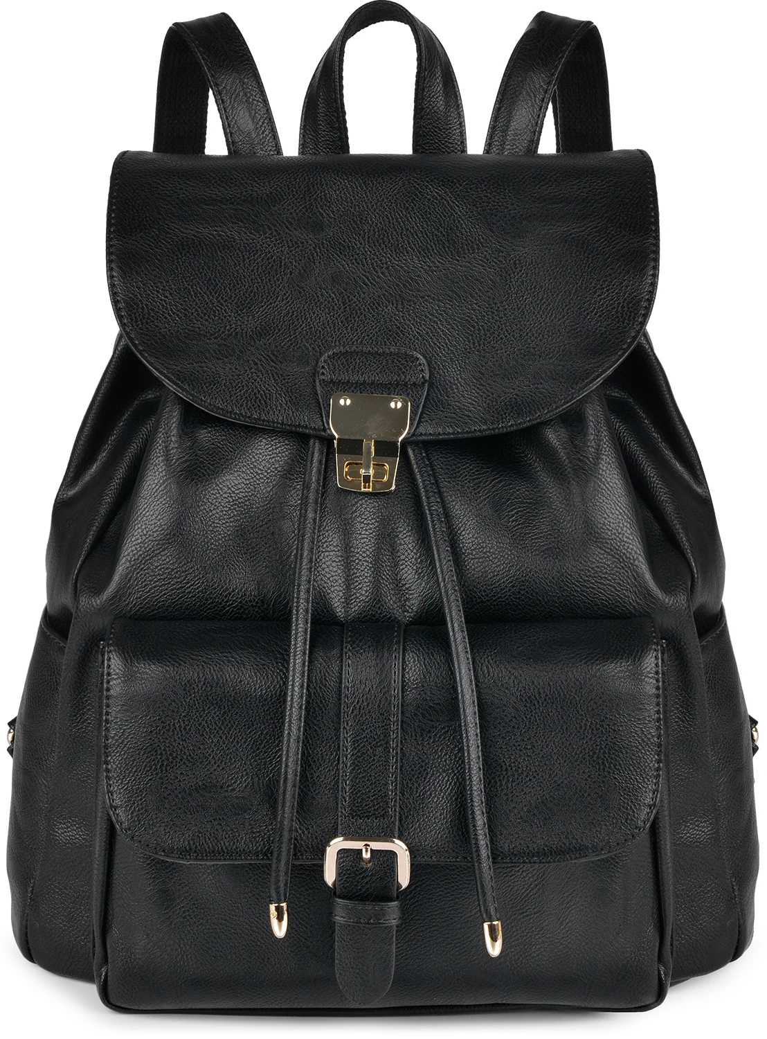 Black Coofit Drawstring женский рюкзак черный Высококачественный PU кожаный рюкзак для женщин девочек школьная сумка Satchels Daypack Новинка - Цвет: Black