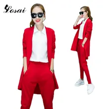 Office Fashion OL Women Long Blazer Suit Top & Pants 2 Pcs Clothing Sets Leisure Suits Spring Autumn Trousers Suit Casual Outfit