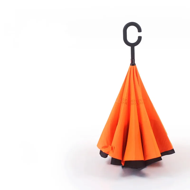 Двухместный автоматический Слои обратный зонтик открыть/закрыть строгих C в форме свободной рукой Графический ветрозащитный длинный зонтик автомобиля зонтик - Цвет: C22