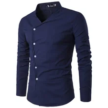 Мужские рубашки, новинка, мужские Асимметричные рубашки с отложным воротником и длинным рукавом, мужские рубашки