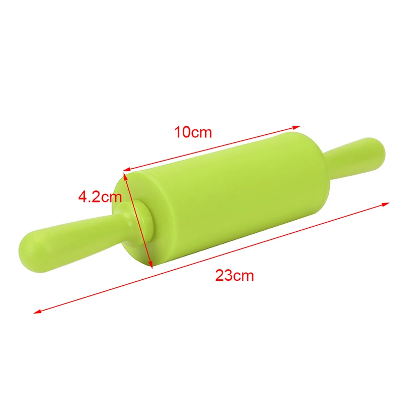 9,1 дюймов антипригарная силиконовая скалка для теста, ролик для теста, кухонный инструмент для выпечки с пластиковой ручкой для детской кухни