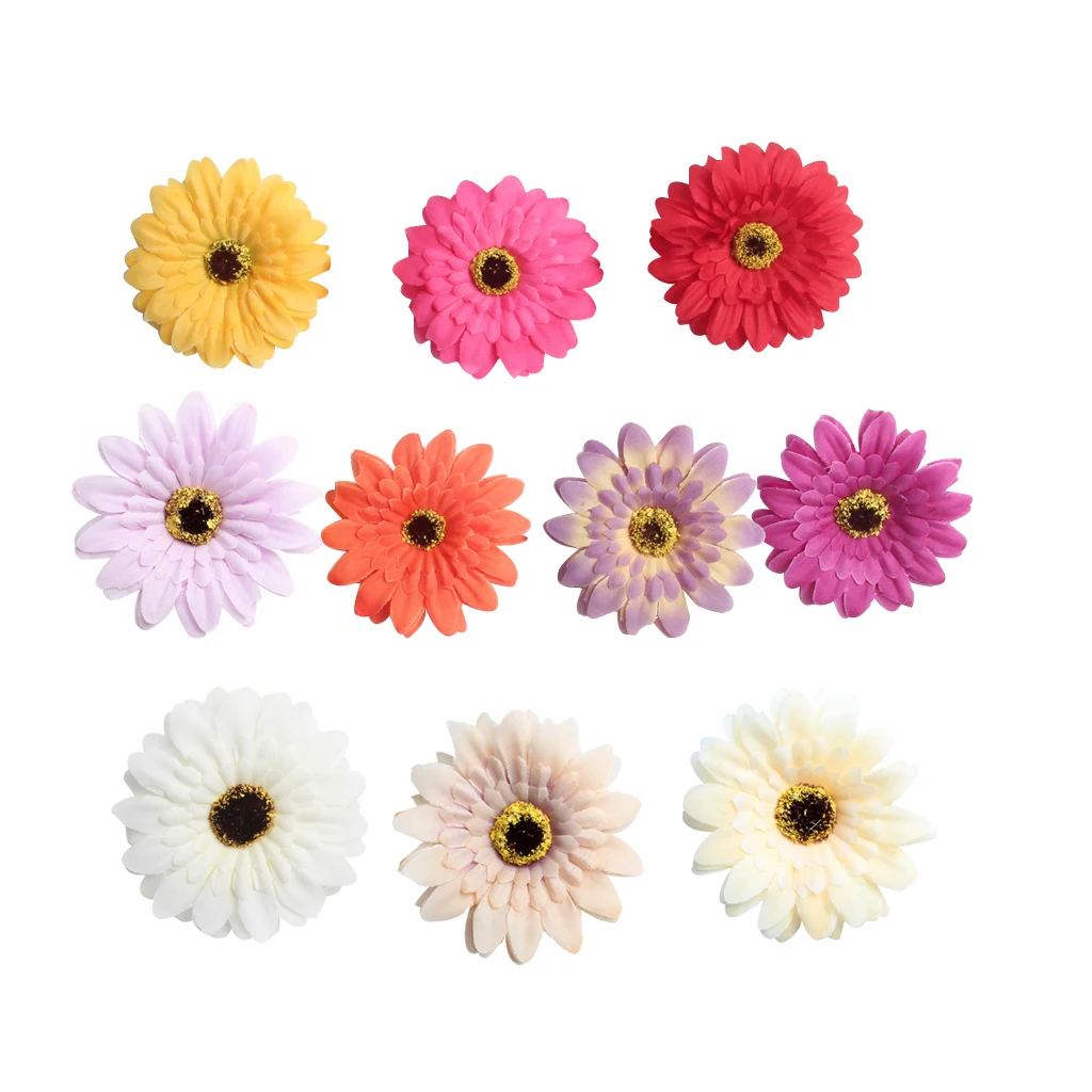 10pcs 7cm Artificial Daisy Flowers Heads DIY Road led Wedding Wall Decor Wreath