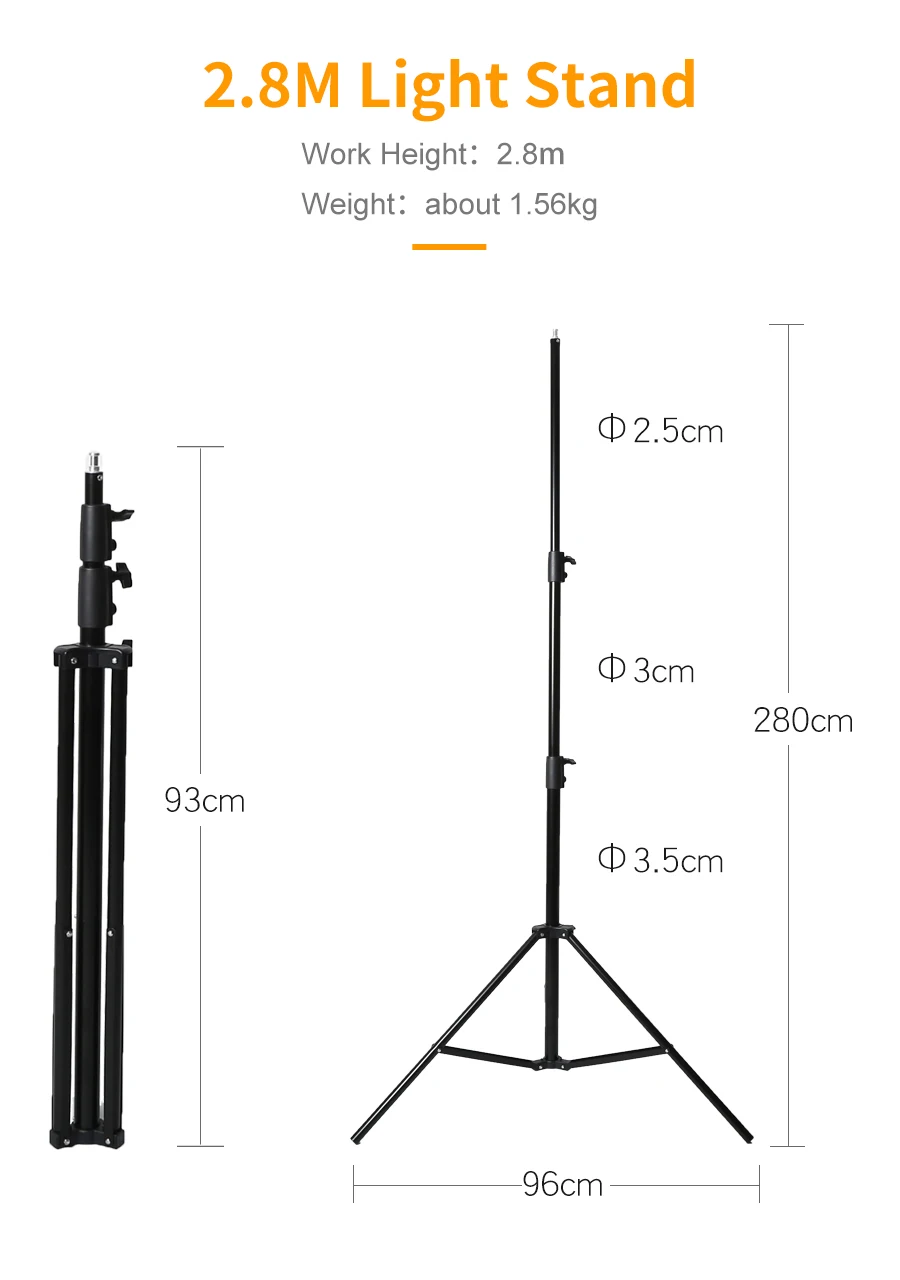 2x студийный светодиодный светильник Godox SL-200W 200Ws 5600K+ 2x2,8 м светильник+ 2x70x100 см софтбокс