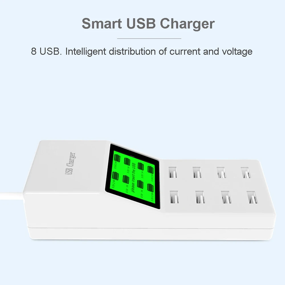 Универсальный 8 USB Порты и разъёмы Smart Зарядное устройство светодио дный Дисплей