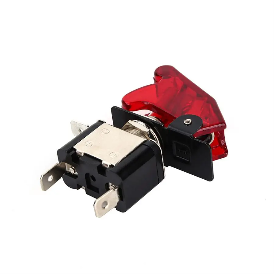 

Toggle Switch Control Flip Cover 12V Car Racing Red LED On Off Aircraft Type