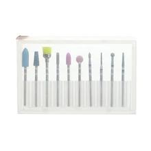 10 шт./кор. ногтей кутикулы шлифовальная электрическая машинка для маникюра биты машина алмазная пуля бит Гель-лак щетка для удаления комплект с двигателем