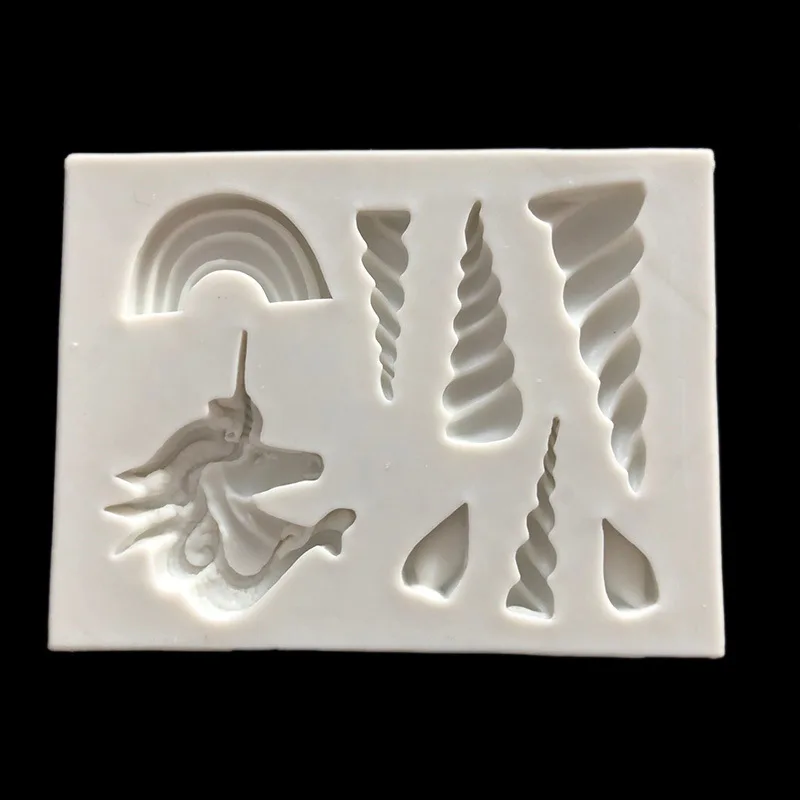 

Silica Gel Cake Mold with Turned Sugar: Unicorn, Horn, Ear, Beast Head, Rainbow, Dry Pace Mold, Baking Clay Mould