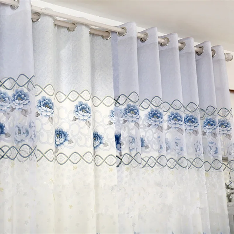 Classic Blue Window Curtains For Bedroom Kitchen Door Blackout