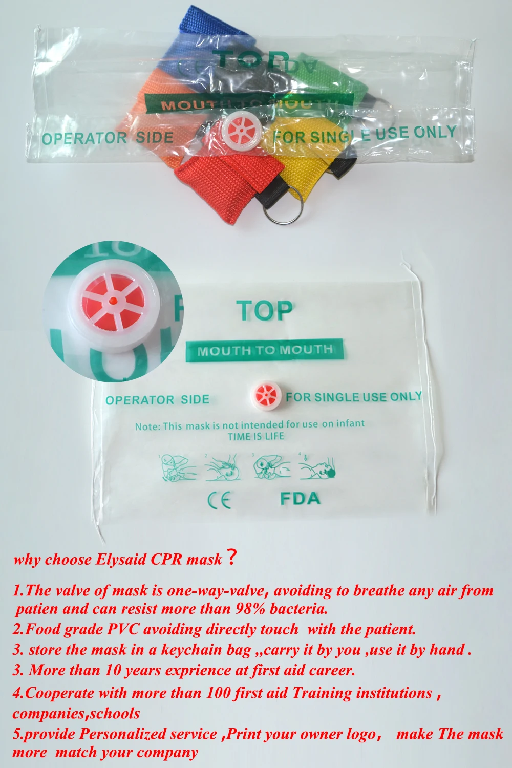 20 шт./упак. Новый Stlye маска для искусственного дыхания и сердечно­легочной реанимации Первая помощь CPR уход за кожей лица Shied брелок