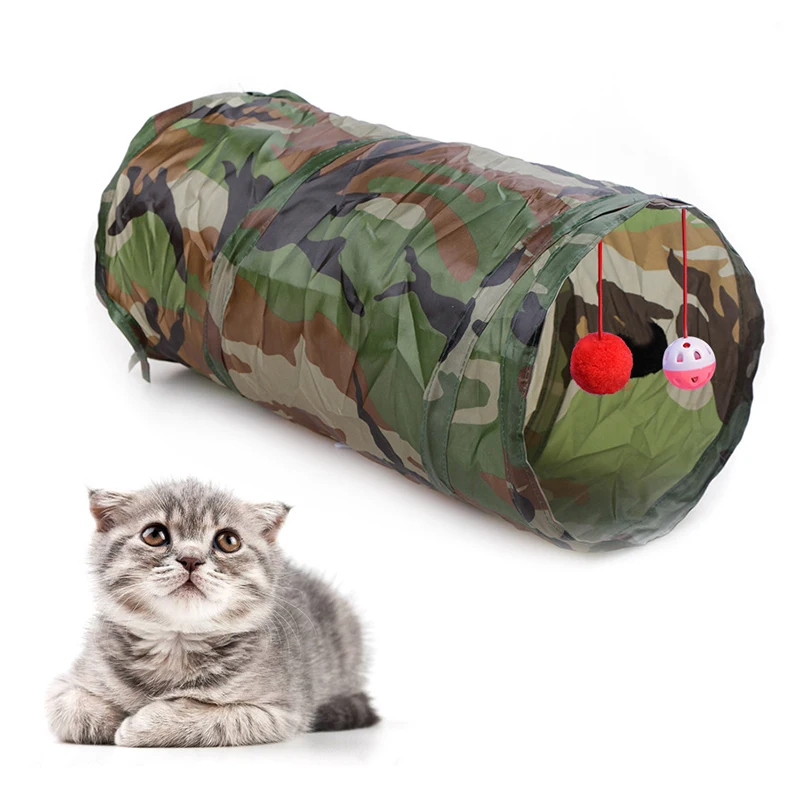 

6 Color Funny Pet Cat Tunnel 2 Holes Play Tubes Balls Collapsible Crinkle Kitten Toys Puppy Ferrets Rabbit Play Dog Tunnel Tubes
