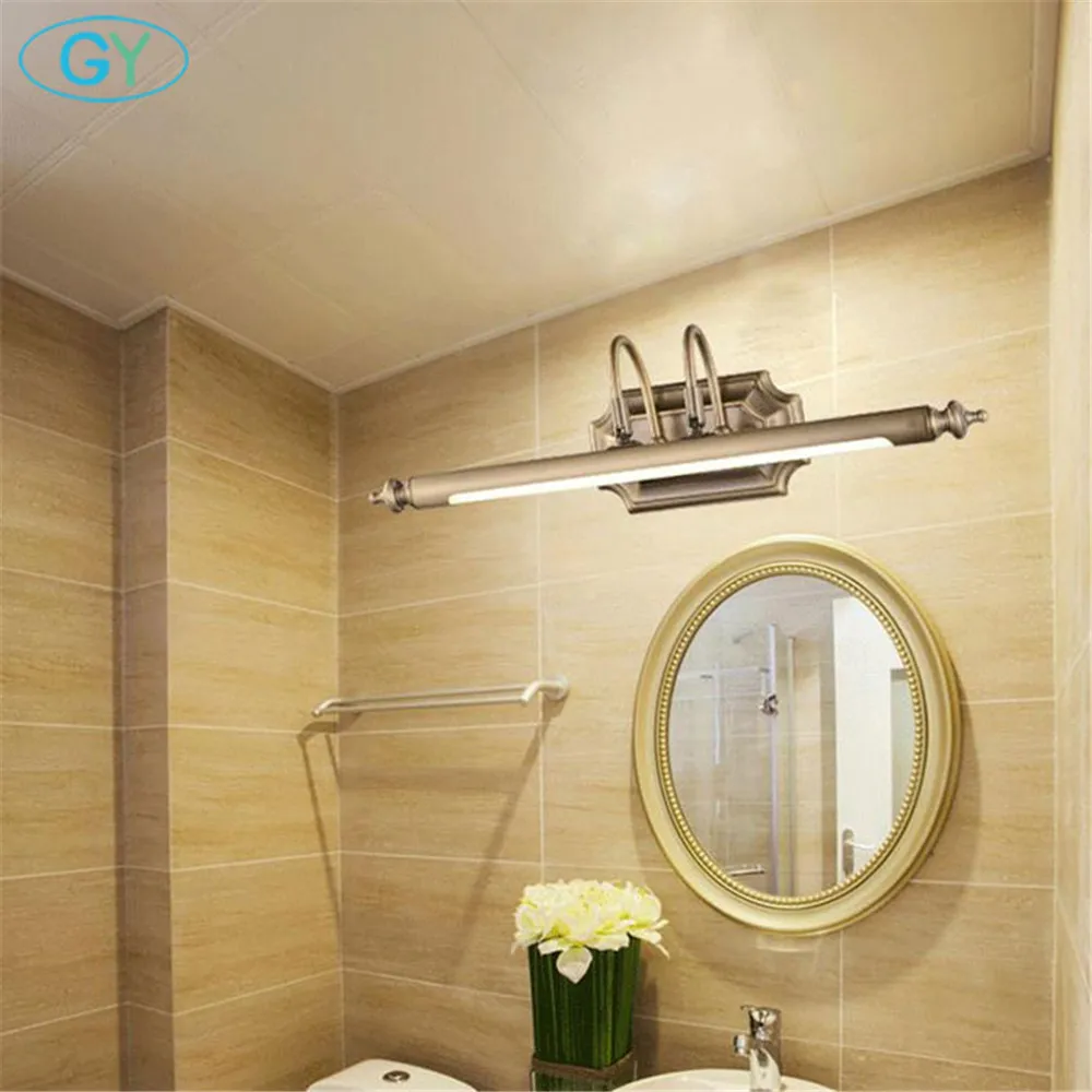 Новое винтажное светодиодное зеркальное освещение 6 Вт 10 Вт Европейский стиль бронзовое освещение для шкафа L54cm L68cm дневной белый настенный светильник для ванной комнаты