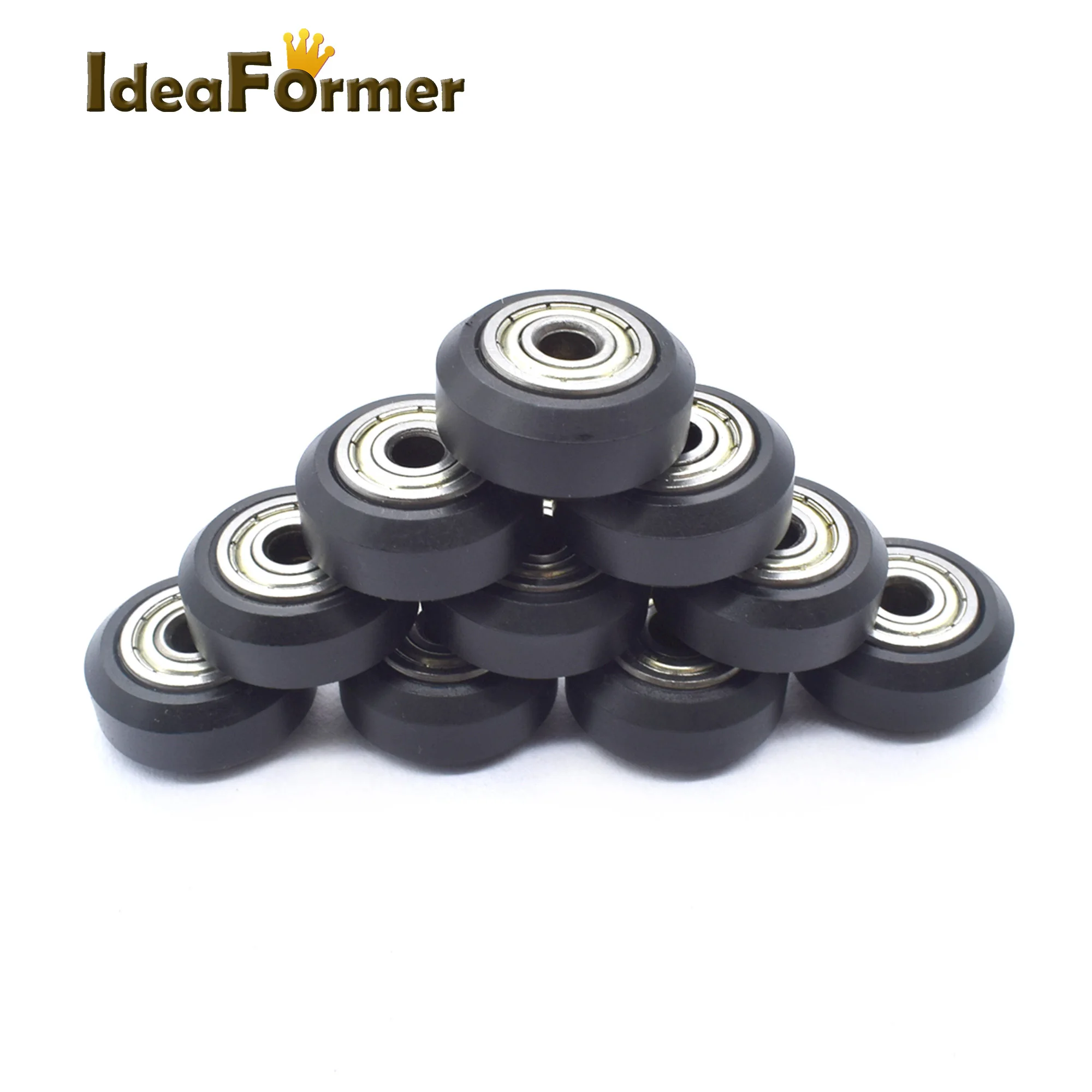 10pcs Plastic Wheel with Bearing Embedded Groove Ball ...