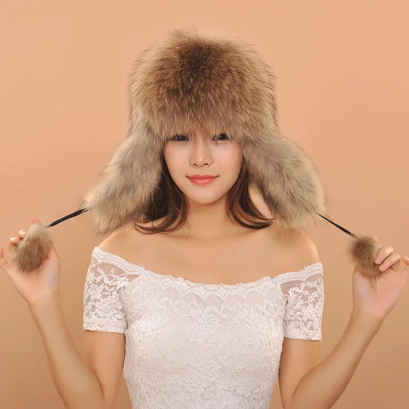 Женские зимние шапки, женские шапки с мехом лисы, модные теплые шапки из натуральной кожи - Цвет: brown