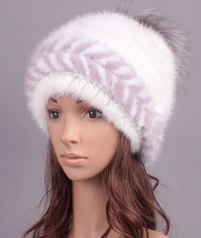 Новейший дизайн роскошный зимний натуральный мех шапки, топ продаж плюшевые из натуральной норки меховые шапки для женщин - Цвет: 9