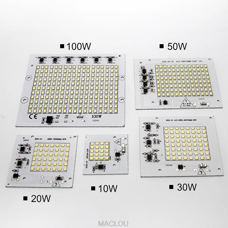 Высокая Мощность светодиодный лампы Чип Smd2835 смарт ic бисер осколки 220 240 V 100 W 50 30 20