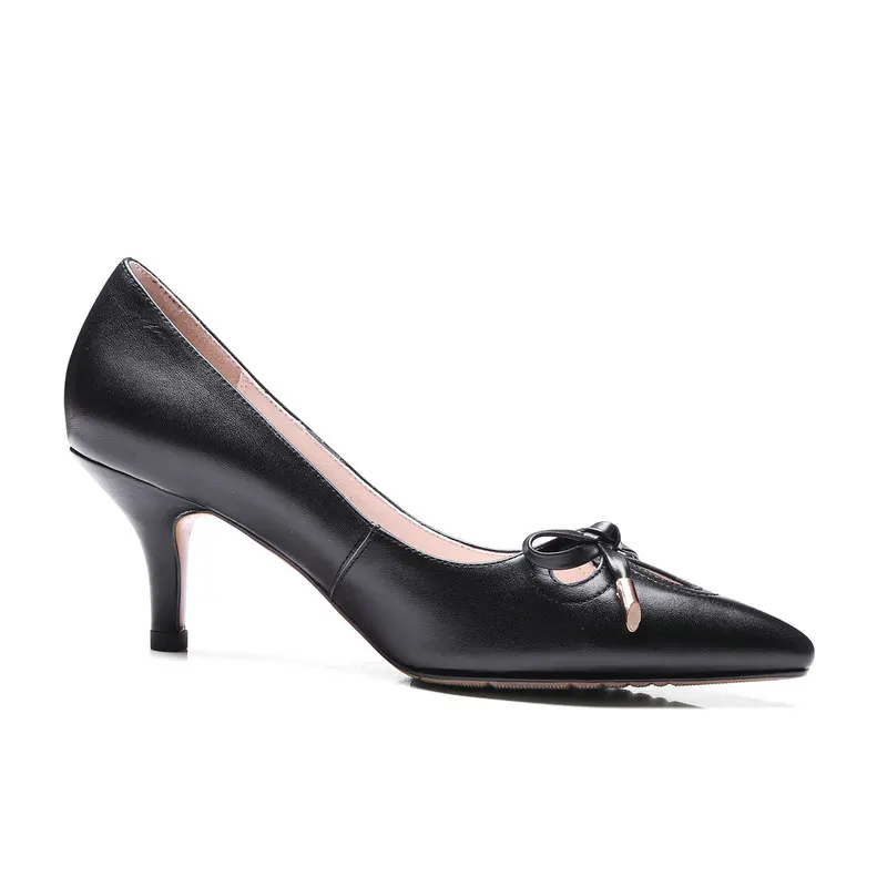 Del Comodidad Bombas Beige Mujer negro Delgado Rosa Arco Nudo Moda Lazy Beige Negro Zapatos rosado Señaló Talón qqHU8S