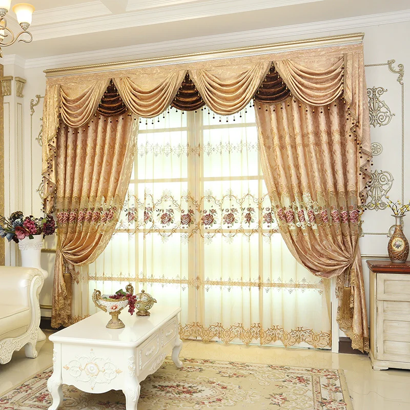 Европейская роскошная элегантная затемненная занавеска для гостиной с вышивкой, занавески для спальни, затенение, французское окно, кухонная ткань