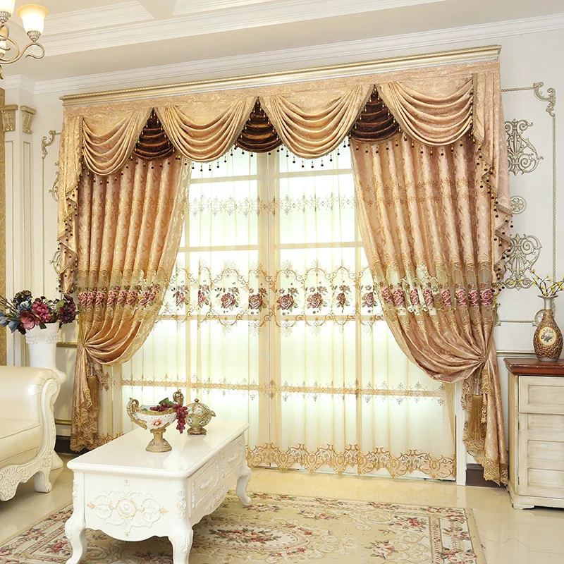 

European Luxury elegance Blackout curtain for Livingroom embroidery curtains for Bedroom Shading French Window Kitchen fabric
