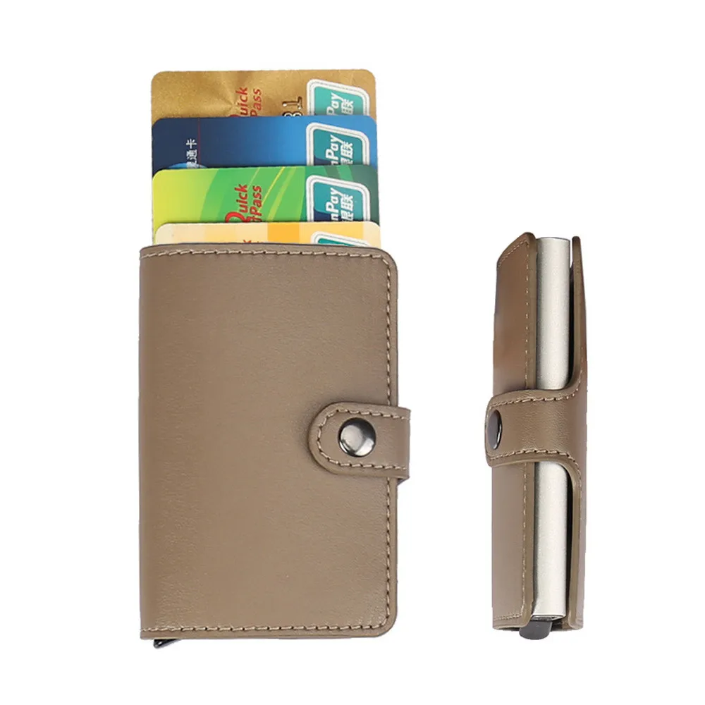 

Stainless Iron pu Leather credit card holder Men Wallet ID Credit Card Protector Holder Purse Case carteira