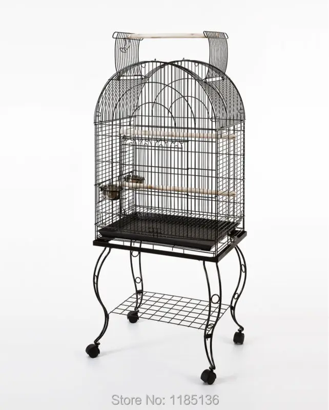 Large Bird Cage Open Top Parrot Metal Cage Finch Macaw Cockatoo Black