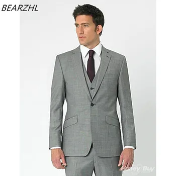

men wedding suits light gray custom made suit tuxedo for groom wear wool bleed 2020