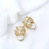 24KGP Lion Stud Earrings for women Vintage Pearl earring Disco party jewelry Drop Shipping ► Photo 2/6