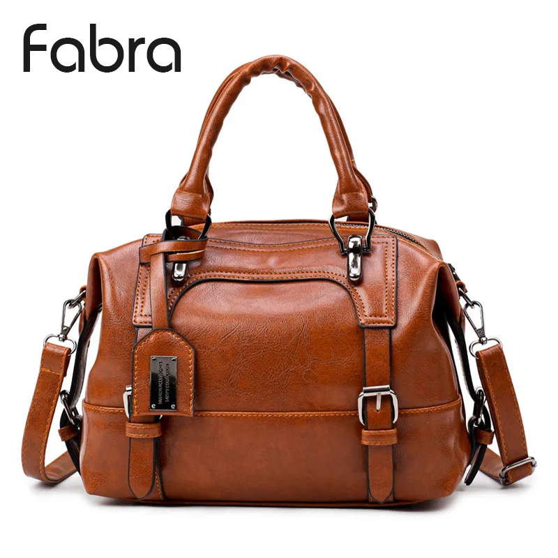 

Fabra New Vintage Women Messenger Bag Belts Shoulder Bags Sequined Women Handbags Designer PU Leather Small Boston Bags Brown