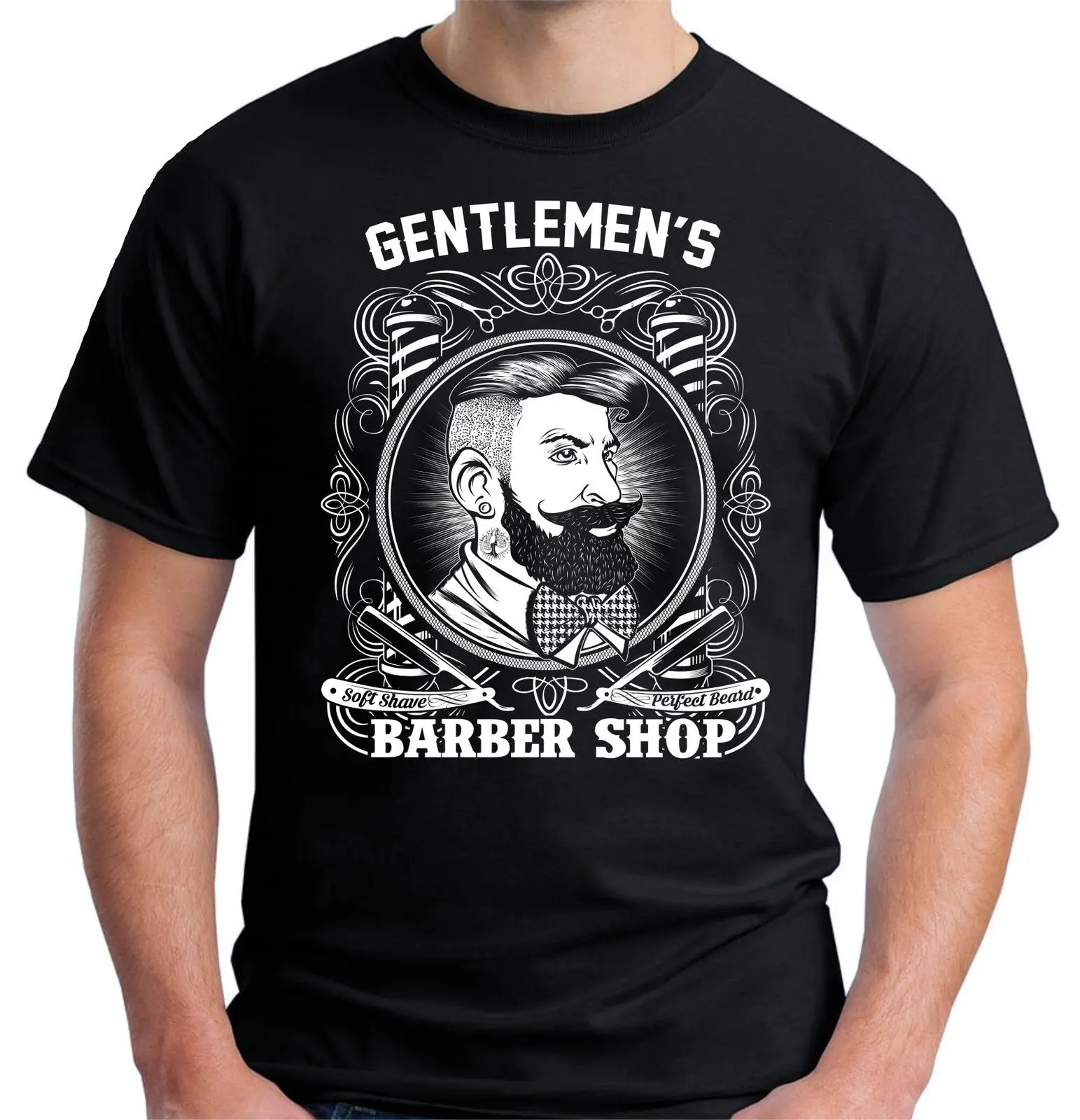 

Velocitee Mens Barber Shop Hipster T Shirt Gentlemens Barbers V163 free shipping cheap tee 2019 fashion t shirt mens tee shirts
