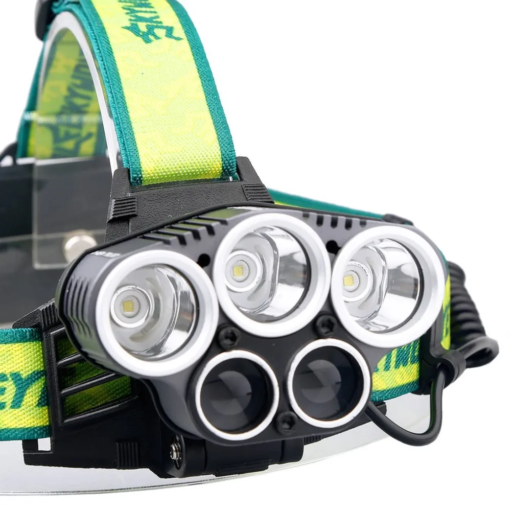 

USB charging five headlights lithium headlights super bright glare LED outdoor powerful camping lights With USB cable+2x18650