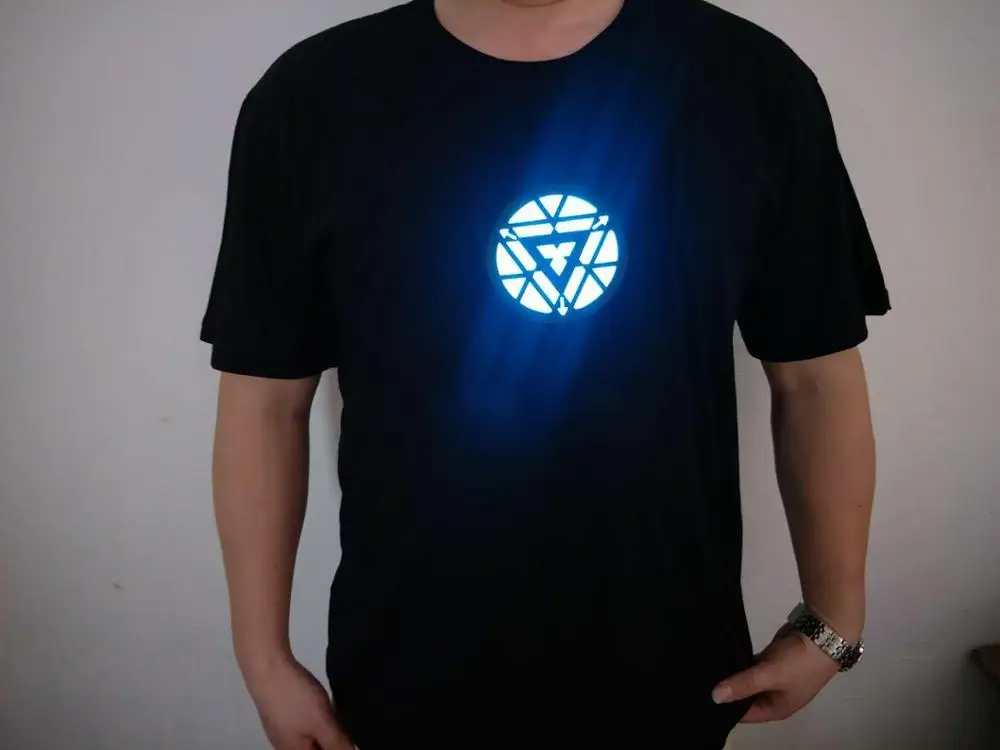 Iron Man Arc Reactor Tony Stark Avengers Thor Hulk LED Sound-Activated Tee T-Shirt with LED Light, O-Neck, and Short Sleeves image 3