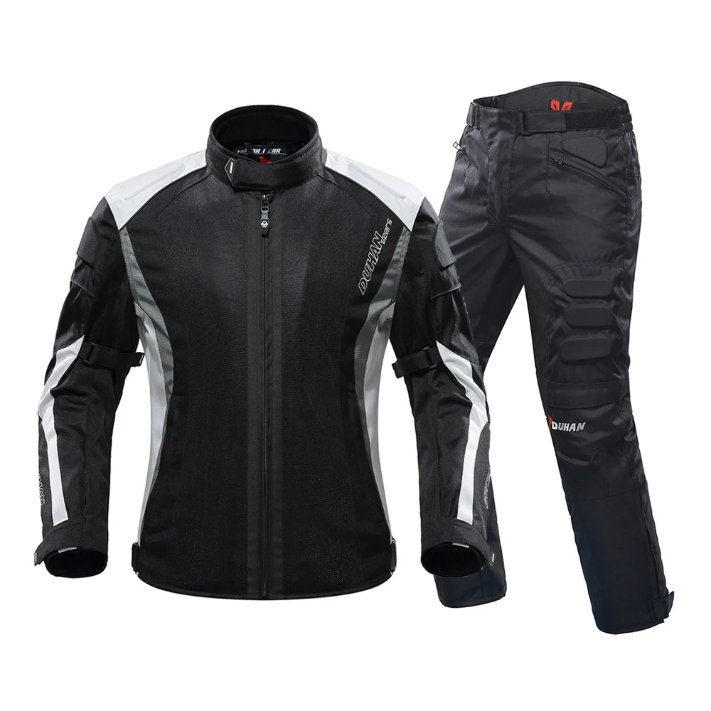 DUHAN мотоциклетная летняя дышащая куртка мотоциклетная куртка мужская доспехи ковбойская мотоциклетная куртка мотоциклетные штаны мотоцикл - Цвет: Grey Suit