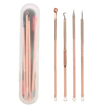 

4Pcs/Set Acne Remover Tool Stainless Steel Rose Gold Double Head Needles Pimple Belmish Extractor Vacuum Blackhead Remover