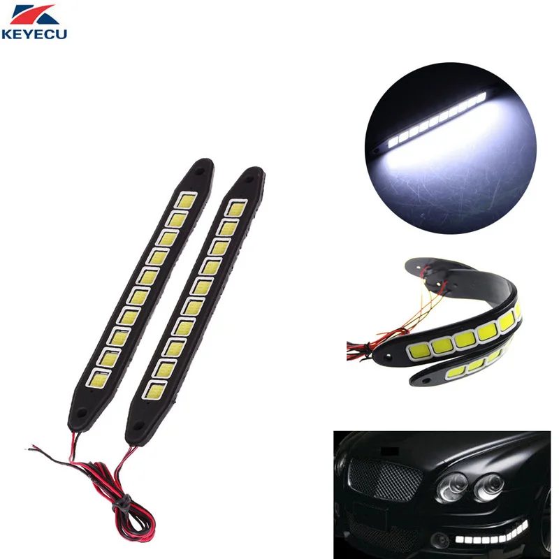 KEYECU 2PCS 6000K White COB 10LED Flexible Headlight LED Stripe Daytime Running Light DRL Fog Decorative | Автомобили и мотоциклы