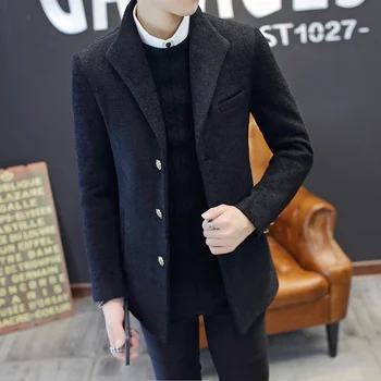 

New woolen coat men's short section Slim autumn and winter models thick windbreaker Korean youth handsome jacket trend