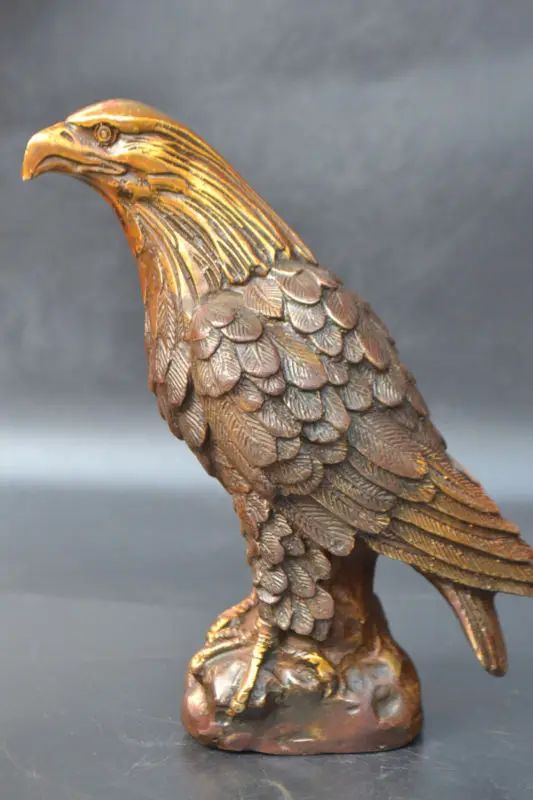 

Chinese Collectible Old Copper handwork eagle stand big Statue