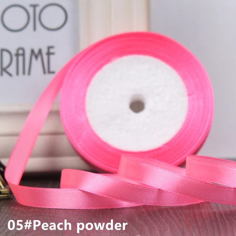 Высокое качество, 25 ярдов/рулон, корсажные атласные ленты для свадьбы, рождественской вечеринки, Decoration6mm-40mm, сделай сам, бант, ремесло, ленты, открытка, подарок - Цвет: Peach powder