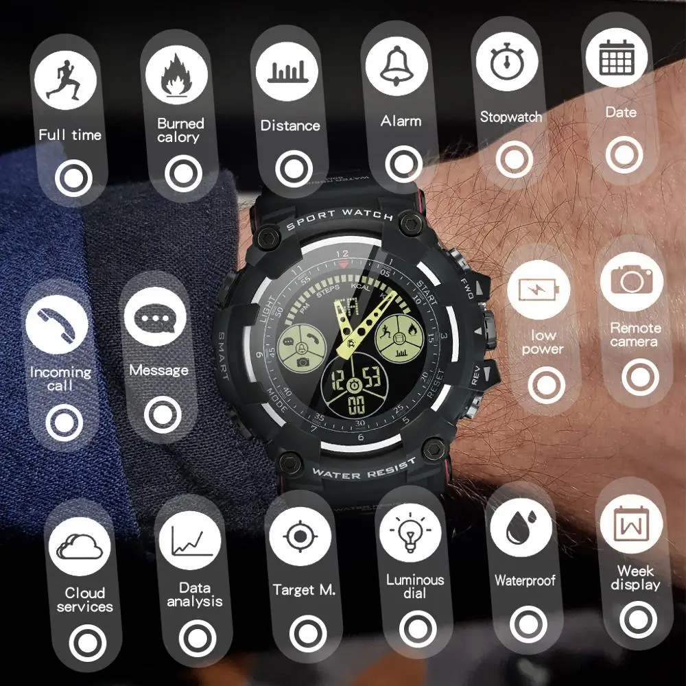 PANARS Мужские кварцевые часы для альпинизма, умные электронные часы с напоминанием, водонепроницаемые мужские часы для занятий спортом на открытом воздухе