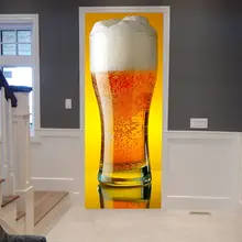 Креативные 3D гигантские наклейки на дверь с пивной чашкой DIY домашний декор самоклеющиеся обои на дверь водостойкая Фреска для двери спальни