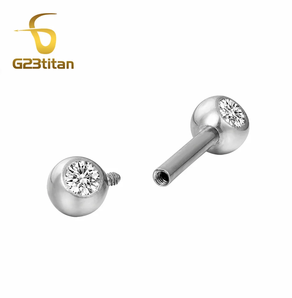 G23titan в стиле "хип-хоп", 2 шт 14 г G23 Титан кристаллический ниппелевый кольца для мужчин и женщин сексуальные украшения для тела с внутренней резьбой прямая штанга