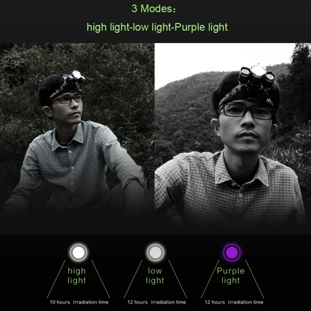 US $13.56 High Power UV Headlamp 5000 Lumen LED Cree XML T6 LED Fishing Light 18650 Rechargeable USB Head Lamp Head Flashlight Torch