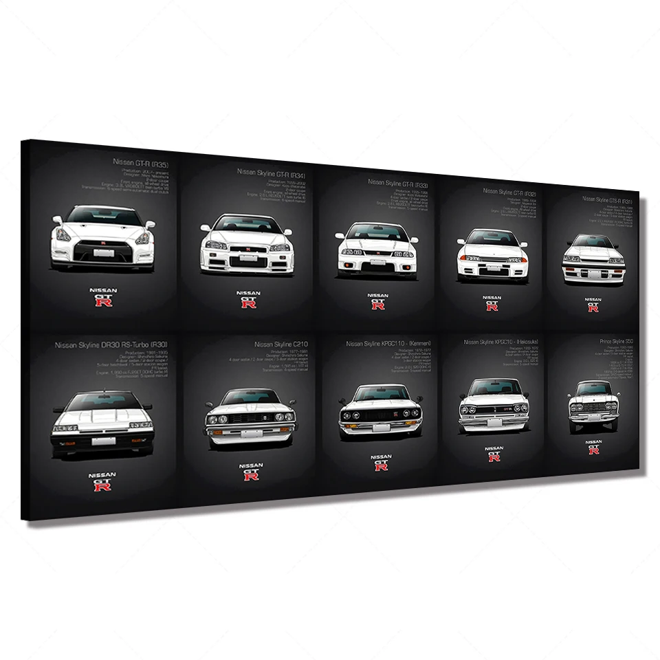 Картина на холсте HD печать работа 5 шт. Классическая Ретро Nissan Skyline GTR