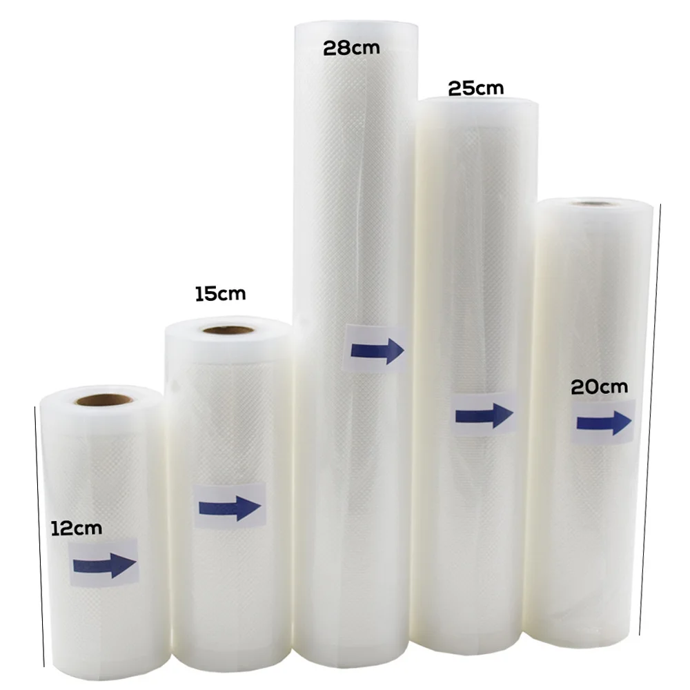 

5 Rolls/Lot Kitchen Food Vacuum Bag Storage Bags for Vacuum Sealer Food Keep 12+15+20+25+28cm*500cm