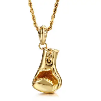 

Gold-color Boxing Glove Pendant Stainless Steel Necklace Titanium Sports Jewelry Personality Cloth Acccessories