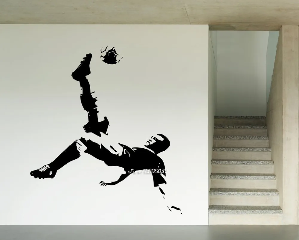 Soccer Player Vinyl Wall Stickers Sport Ball Sport Decor GYM Wall Decal