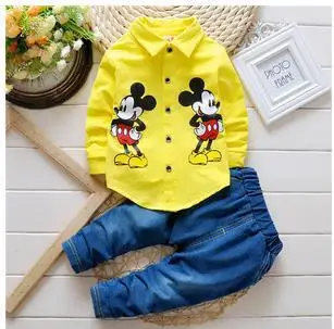 

2017 Spring and Autumn New Kids Boy Minnie Clothing Set Cartoon Long Sleeved Shirt + Jeans Suit Children baby Boys Clothes Sets