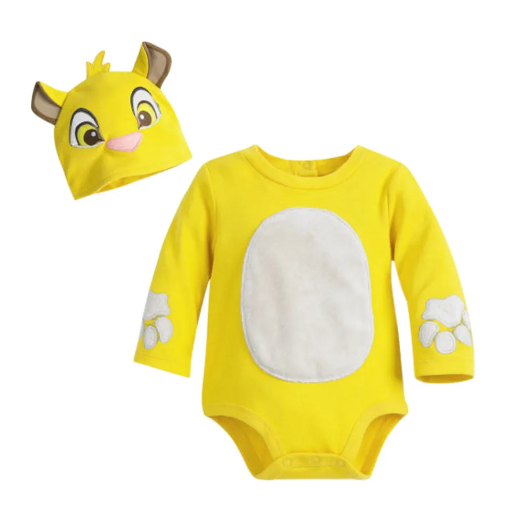 LONSANT/Милая одежда для малышей комбинезоны для новорожденных, Детский комбинезон с вышивкой и рисунком для маленьких мальчиков и девочек+ шапочка детский костюм с длинными рукавами